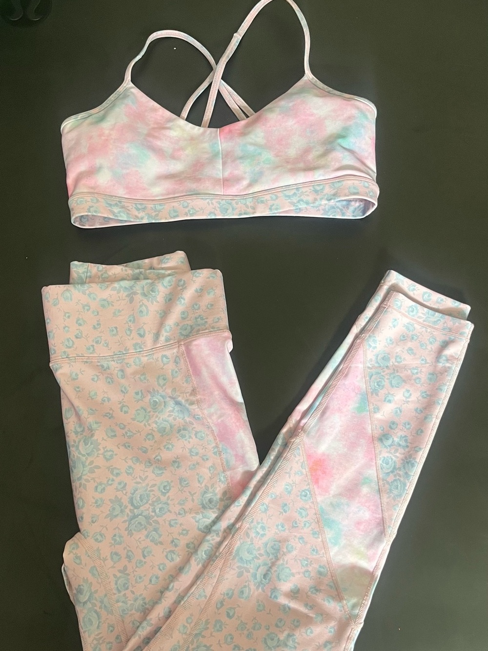 Pastel Tie-Dye & Floral Sports Bra + Leggings Set LoveShackFancy x Bandier